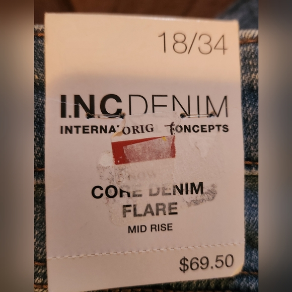 INC DENIM MID RISE FLARE JEANS FROM MACYS.  SIZE 18 NWT. - Picture 5 of 9